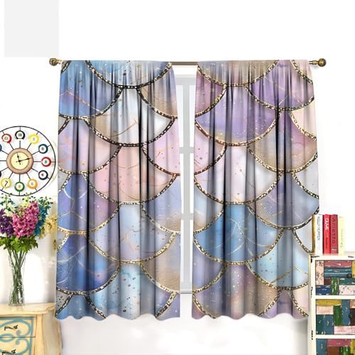 Abstract mermaid scales thermal insulated curtain 63 inch — photo 3