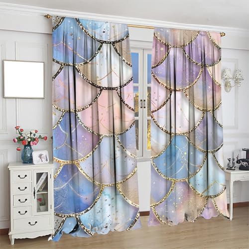 Abstract mermaid scales thermal insulated curtain 63 inch — photo 4