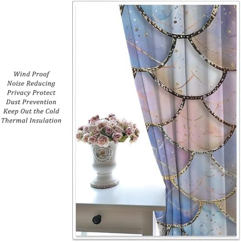 Abstract mermaid scales thermal insulated curtain 63 inch — photo 5