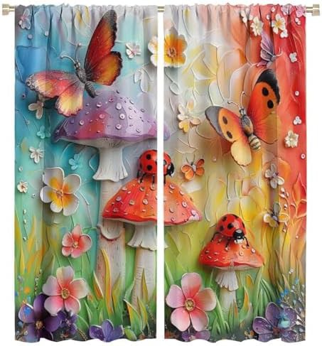 Abstract mushroom forest blackout curtains 45 inch