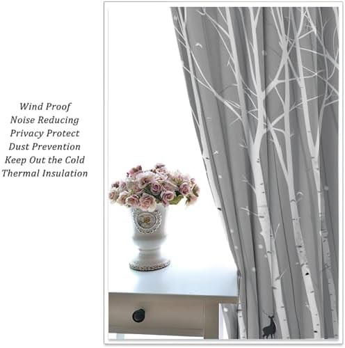 Vintage forest animal birch tree curtain 63 inch — photo 5