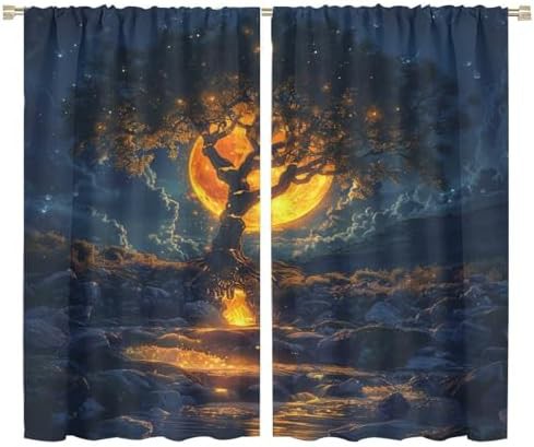 Golden moon fantasy blackout curtains 63 inch