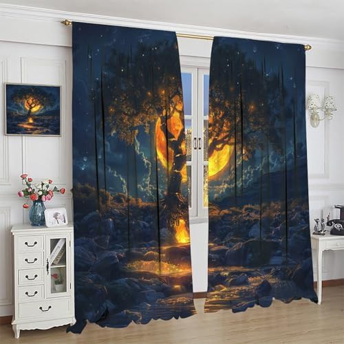 Golden moon fantasy blackout curtains 63 inch — photo 3