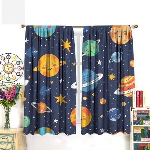 Cartoon solar system planet window treatment curtain 63 — photo 3