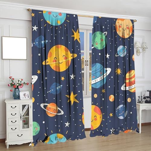 Cartoon solar system planet window treatment curtain 63 — photo 4
