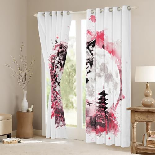 Wildlife wolf cherry blossom grommet curtain 54 in — photo 3