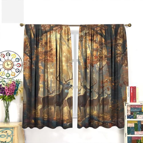 Vintage forest landscape deer curtain 63 inch — photo 3