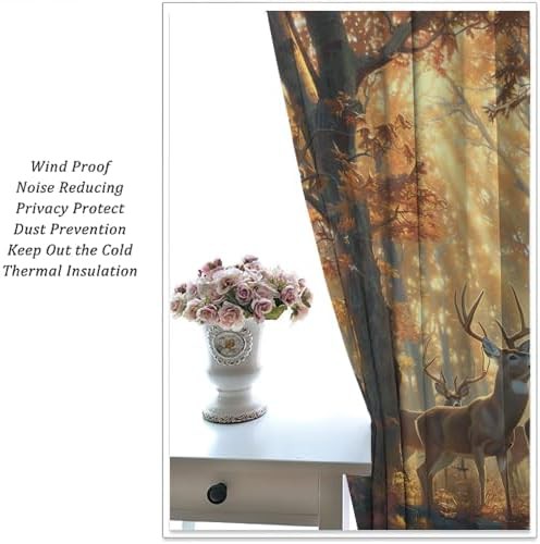Vintage forest landscape deer curtain 63 inch — photo 5