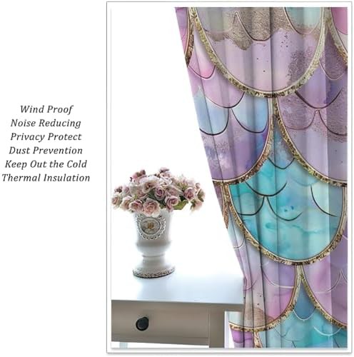 Modern colorful fish scale room darkening curtain 63 inch — photo 5