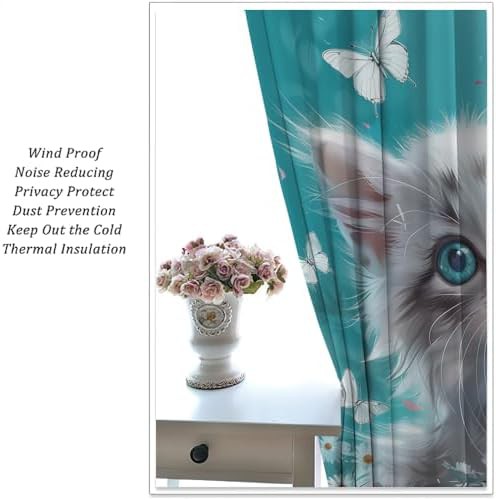 Watercolor cartoon cat thermal insulated curtain 63 inch — photo 5