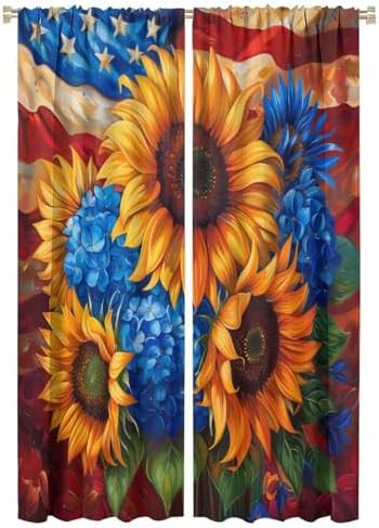Rustic sunflower botanical blackout curtains 63 inch