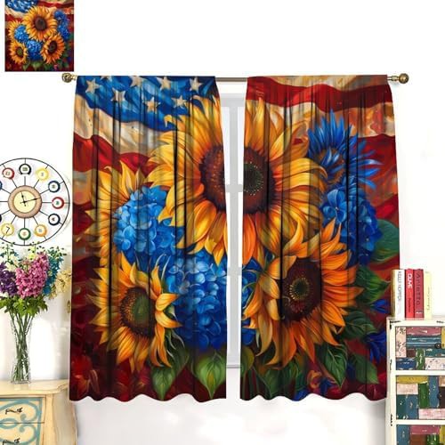 Rustic sunflower botanical blackout curtains 63 inch — photo 3