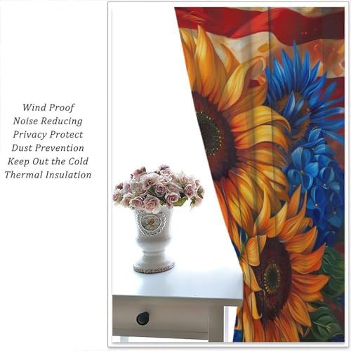Rustic sunflower botanical blackout curtains 63 inch — photo 5