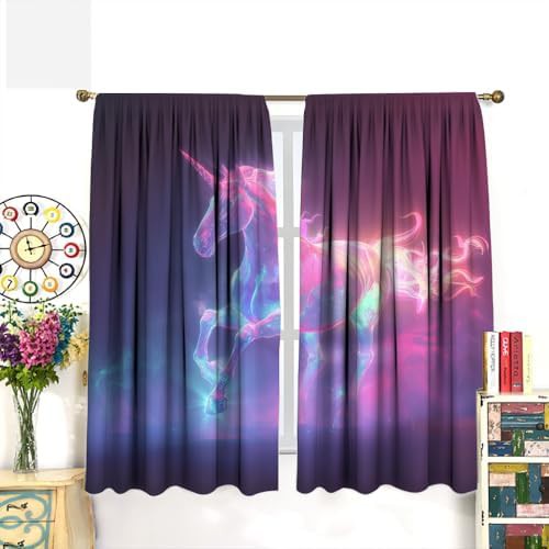 Colorful fantasy unicorn room darkening curtain 63 inch — photo 3