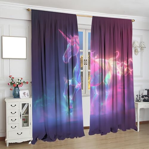 Colorful fantasy unicorn room darkening curtain 63 inch — photo 4