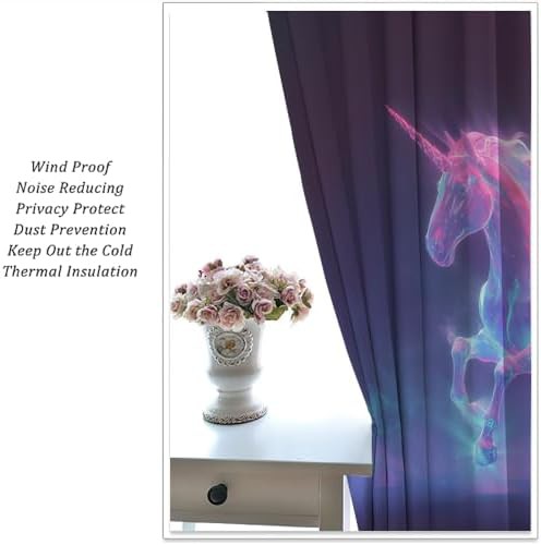 Colorful fantasy unicorn room darkening curtain 63 inch — photo 5