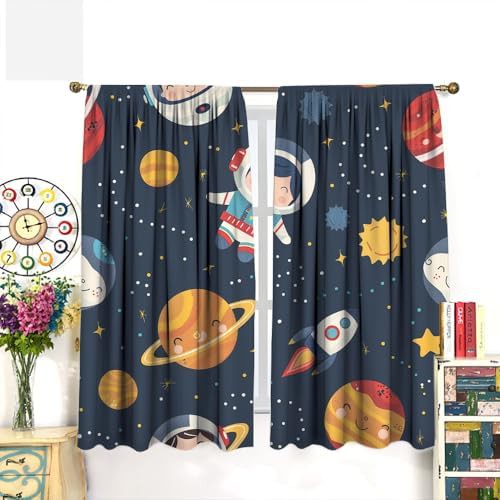 Watercolor space astronaut and planet curtain 84 inch — photo 3