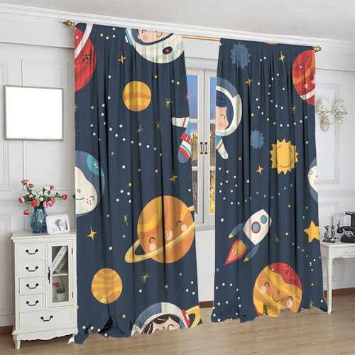 Watercolor space astronaut and planet curtain 84 inch — photo 4