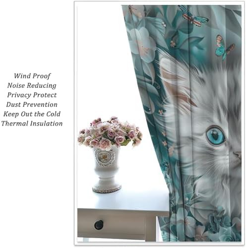 Modern cute cat gray animal curtain 84 inch — photo 5