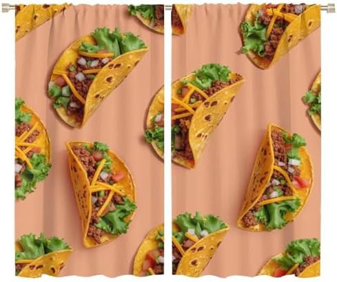Beef taco pattern blackout curtains 63 inch