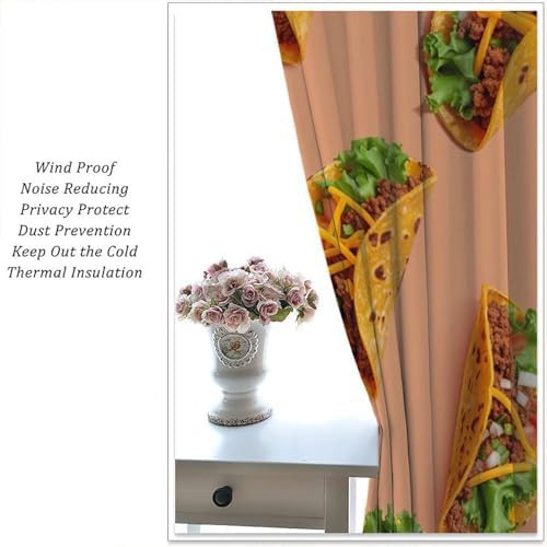 Beef taco pattern blackout curtains 63 inch — photo 5