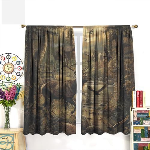 Farmhouse forest wildlife deer room darkening curtain 84 — photo 3