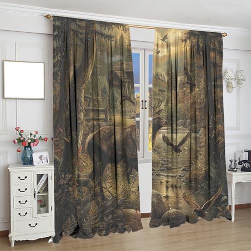 Farmhouse forest wildlife deer room darkening curtain 84 — photo 4