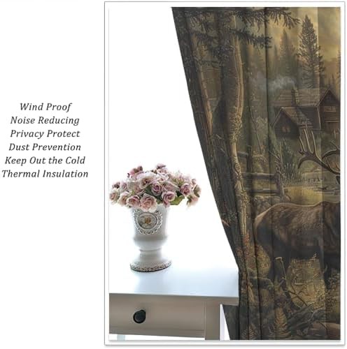 Farmhouse forest wildlife deer room darkening curtain 84 — photo 5