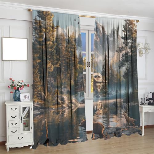 Snowy mountain forest landscape blackout curtain 63 inch — photo 4