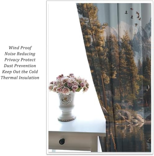 Snowy mountain forest landscape blackout curtain 63 inch — photo 5