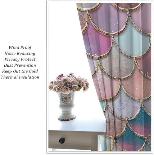 Abstract colorful mermaid scales room darkening curtain 63 — photo 5