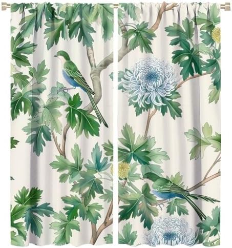 Floral bird fantasy blackout curtains 54 inch