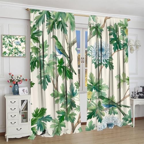 Floral bird fantasy blackout curtains 54 inch — photo 4