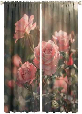 Rose floral garden blackout curtains 63 inch