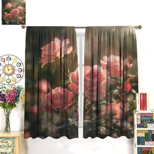 Rose floral garden blackout curtains 63 inch — photo 3