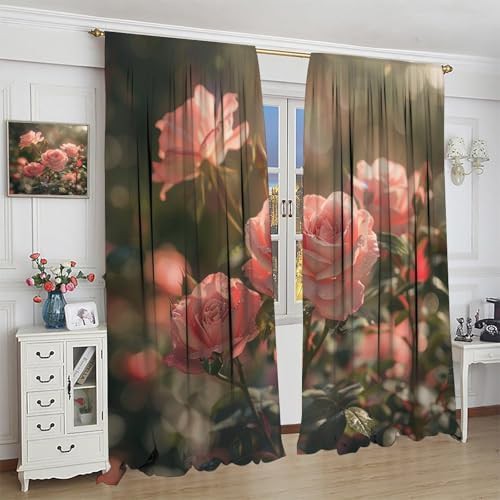 Rose floral garden blackout curtains 63 inch — photo 4