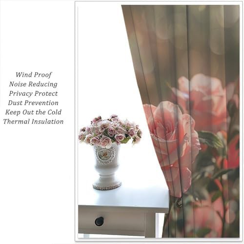 Rose floral garden blackout curtains 63 inch — photo 5
