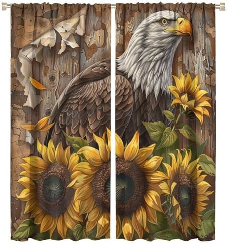 Bald eagle sunflower blackout curtains 45 inch