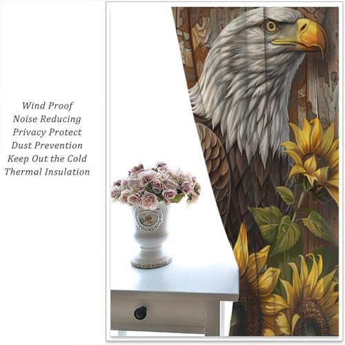 Bald eagle sunflower blackout curtains 45 inch — photo 5