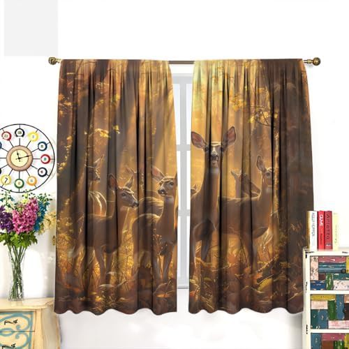 Modern autumn deer forest landscape curtain 45 inch — photo 3
