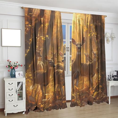 Modern autumn deer forest landscape curtain 45 inch — photo 4