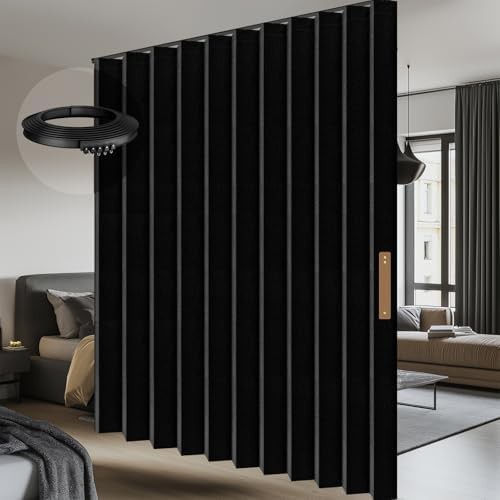 Black privacy soundproof room divider curtain 100 by 84 in