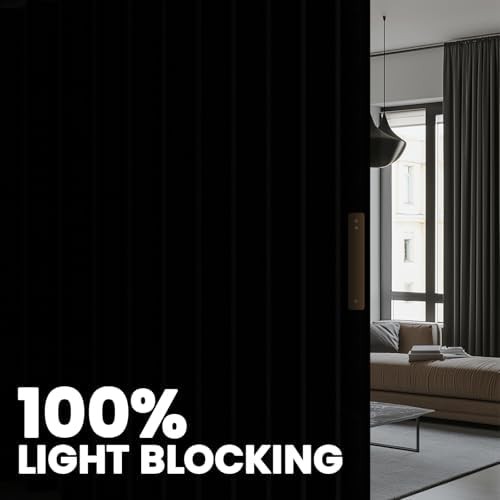 Black privacy soundproof room divider curtain 100 by 84 in — photo 4
