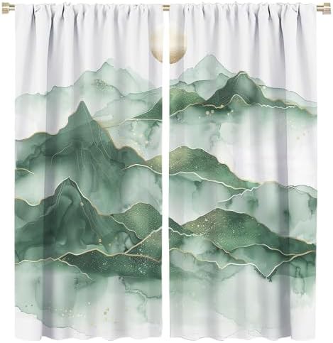 Modern green marble mountain curtain 63 inch