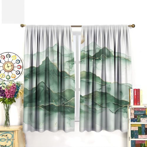 Modern green marble mountain curtain 63 inch — photo 3