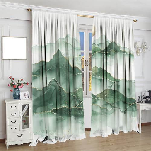 Modern green marble mountain curtain 63 inch — photo 4
