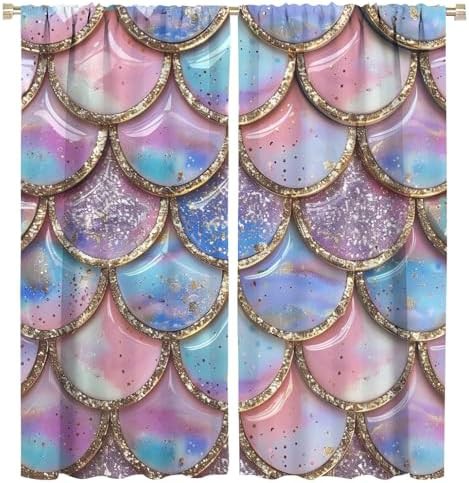 Colorful fish scales mermaid curtain 45 inch