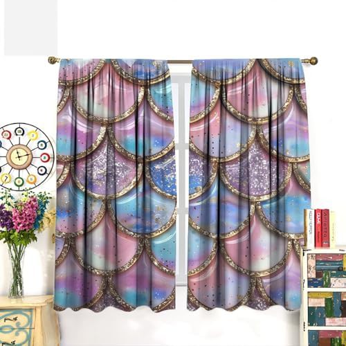 Colorful fish scales mermaid curtain 45 inch — photo 3