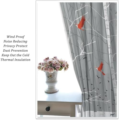 Rustic birch tree winter deer curtain 84 inch — photo 5