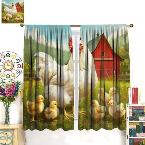 Rustic chicken family blackout curtains 45 inch — photo 3
